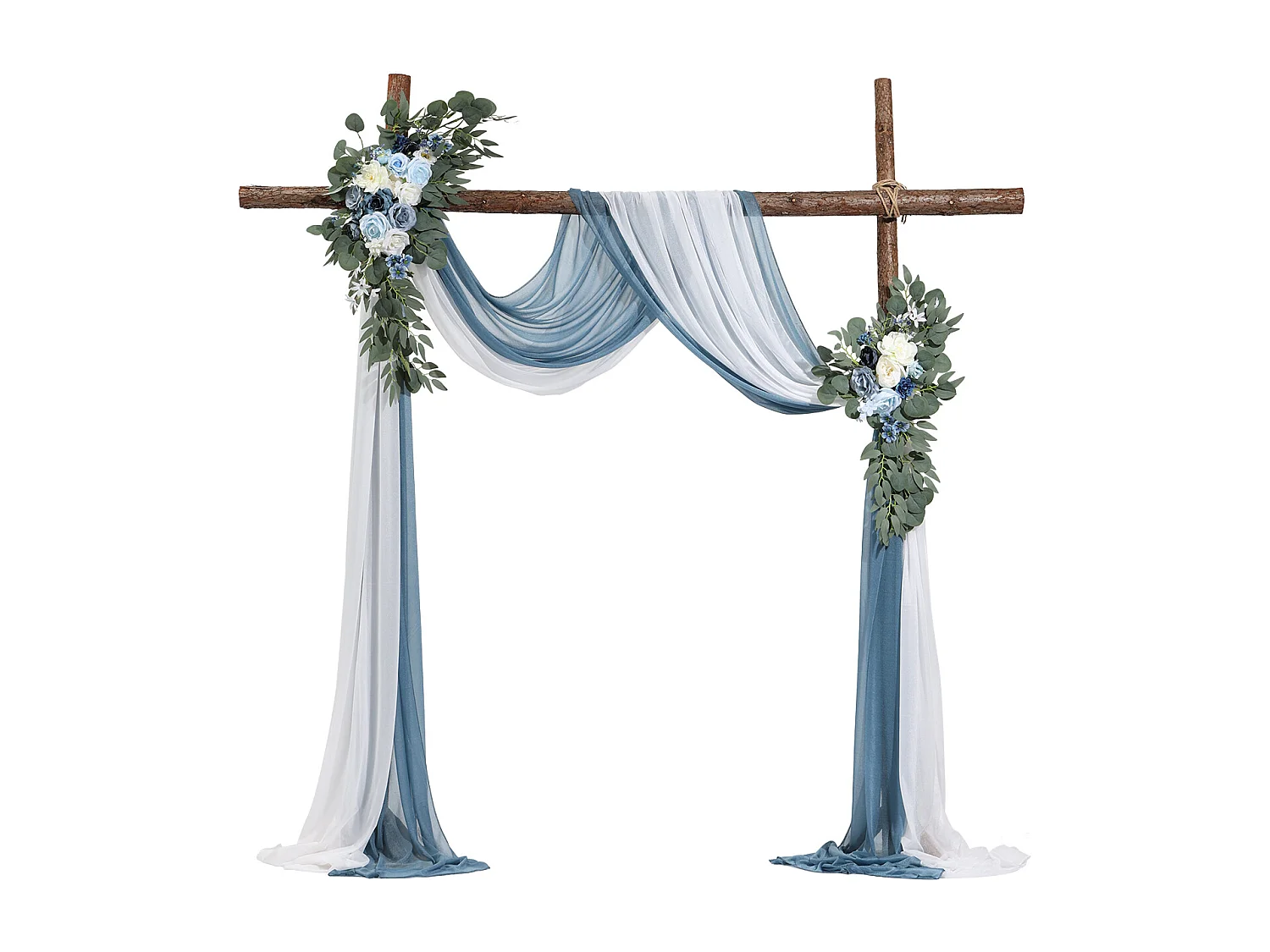 Arche de Mariage SucceBuy Kit de Fleurs Artificielles pour Arche de Mariage - Bleu, 2 Fleurs et 2 Rideaux