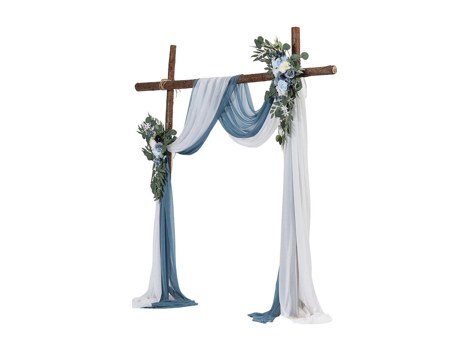 Arche de Mariage SucceBuy Kit de Fleurs Artificielles pour Arche de Mariage - Bleu, 2 Fleurs et 2 Rideaux