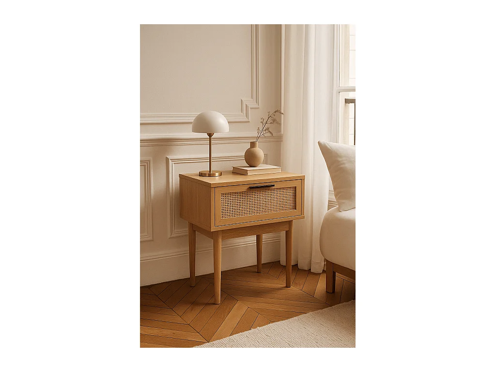 Table de chevet cannage rotin 1 tiroir ZIRCON