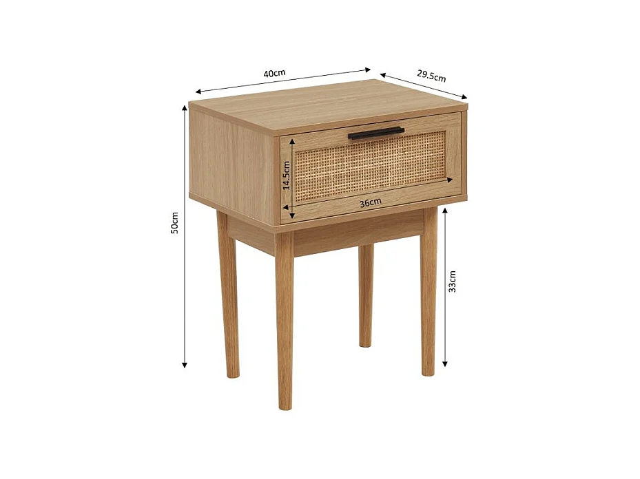 Table de chevet cannage rotin 1 tiroir ZIRCON