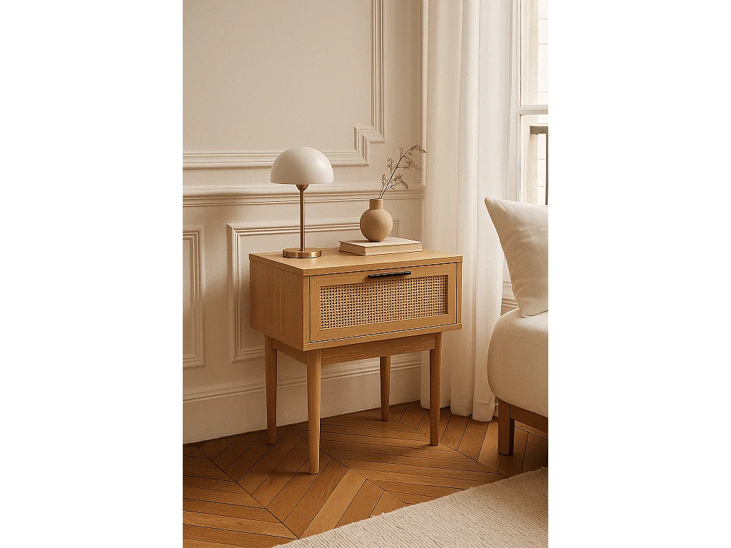 Table de chevet cannage rotin 1 tiroir ZIRCON