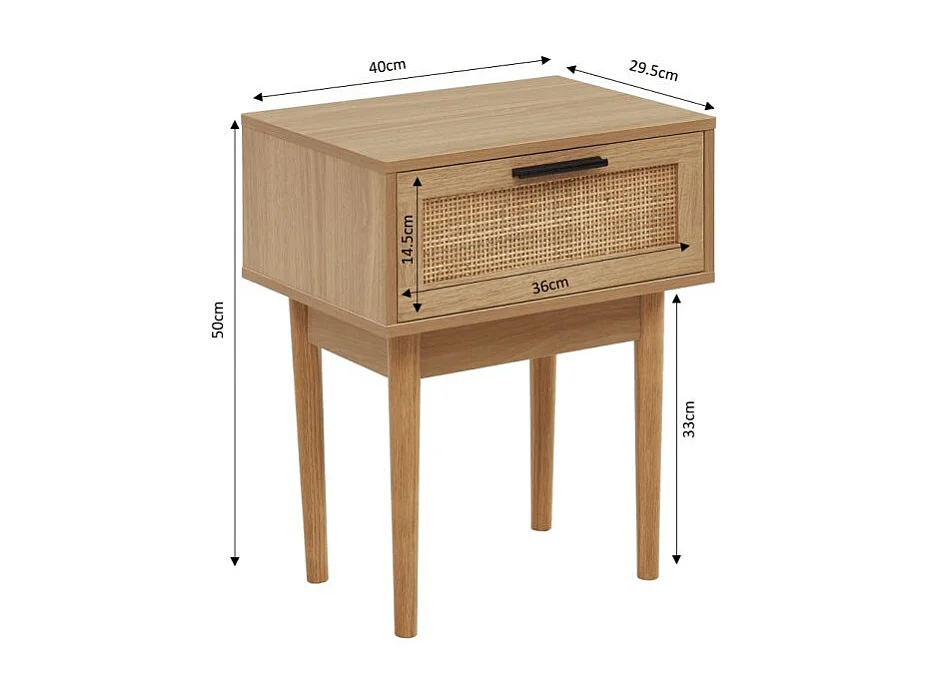Table de chevet cannage rotin 1 tiroir ZIRCON