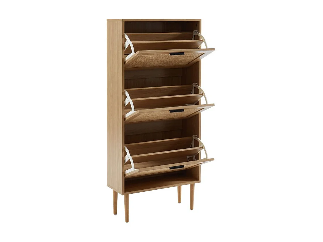 Meuble à chaussures cannage rotin 3 portes 60 cm ZIRCON