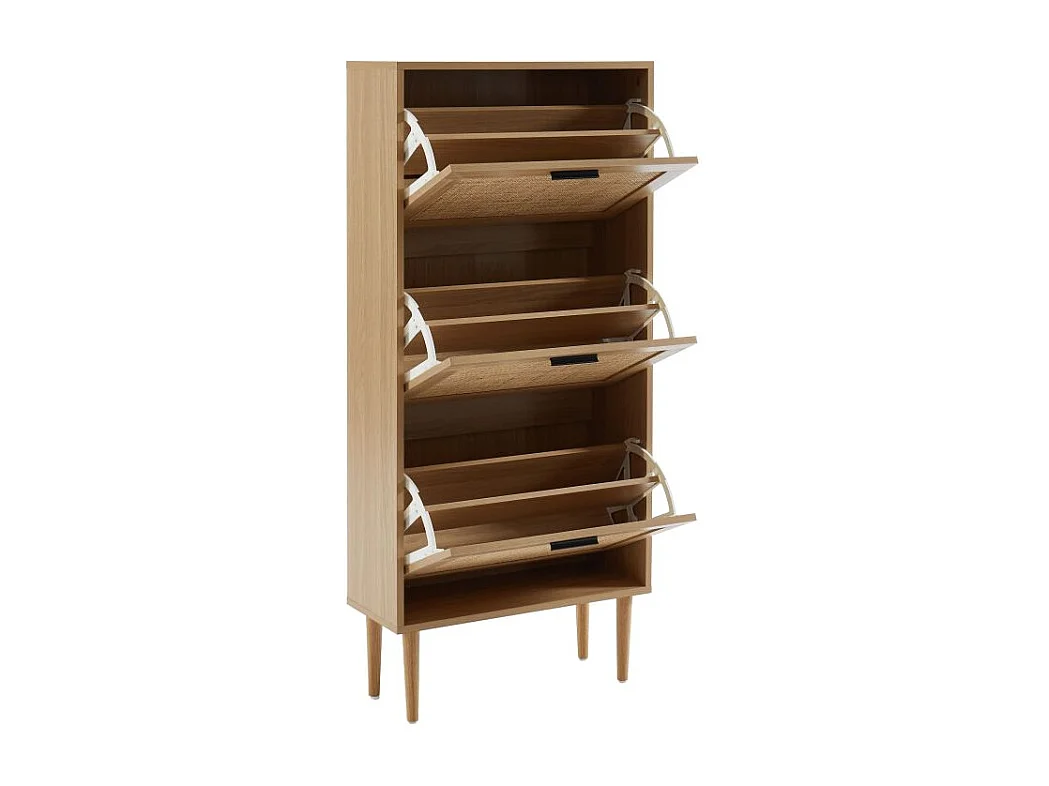 Meuble à chaussures cannage rotin 3 portes 60 cm ZIRCON