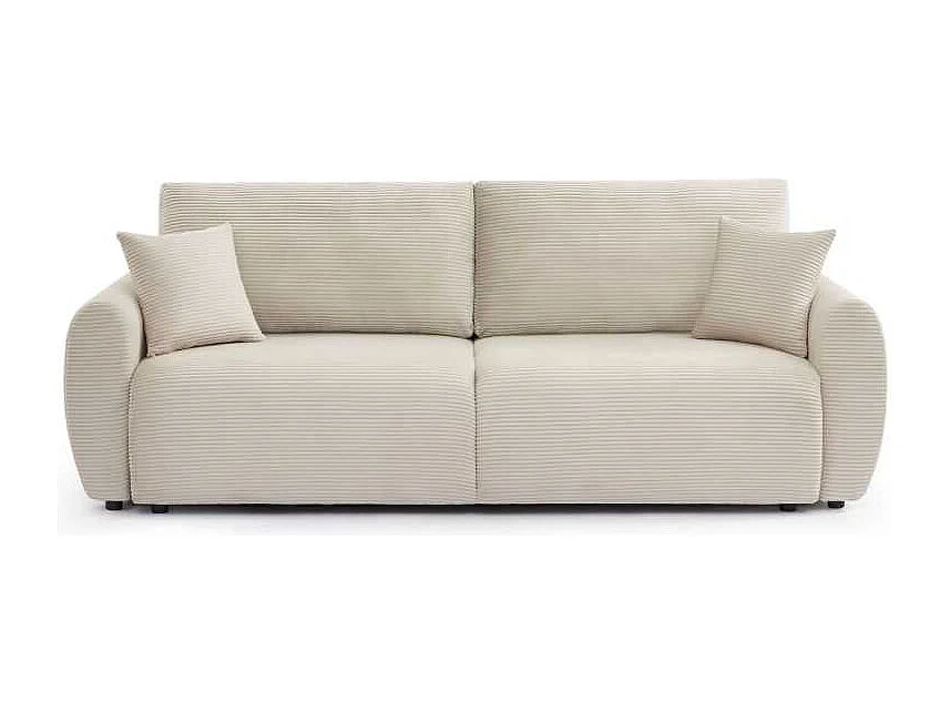 Canapé droit convertible velours côtelé 3 places beige SELENITE