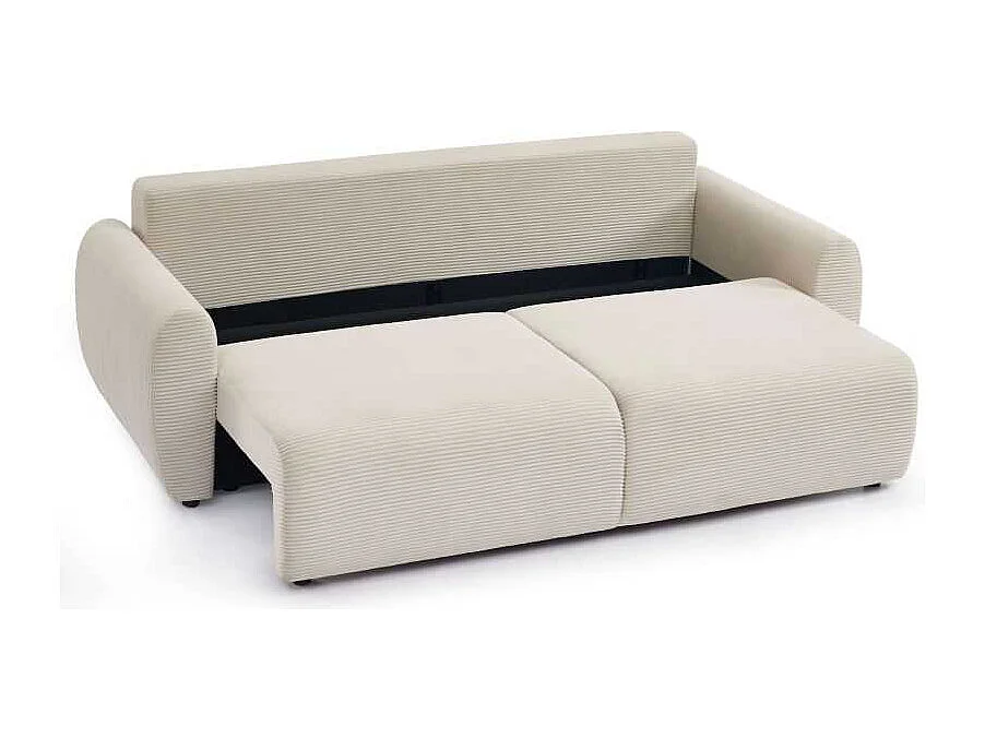 Canapé droit convertible velours côtelé 3 places beige SELENITE