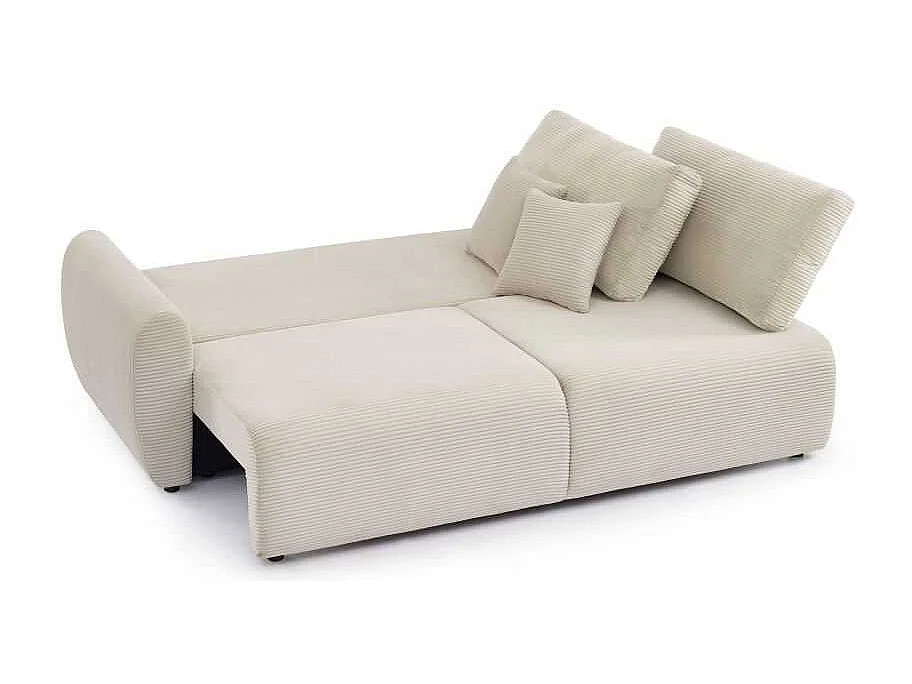 Canapé droit convertible velours côtelé 3 places beige SELENITE