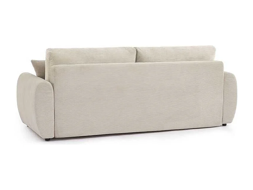 Canapé droit convertible velours côtelé 3 places beige SELENITE