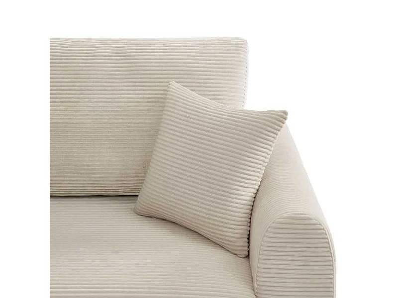 Canapé droit convertible velours côtelé 3 places beige SELENITE