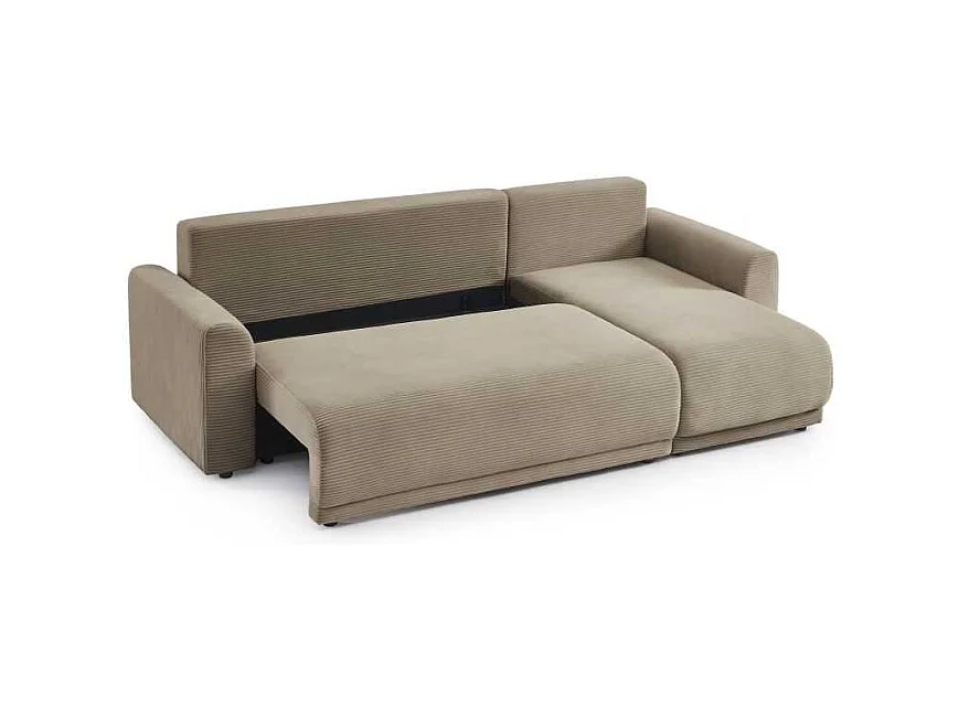 Canapé d’angle convertible réversible velours côtelé 4 places grège CALCITE