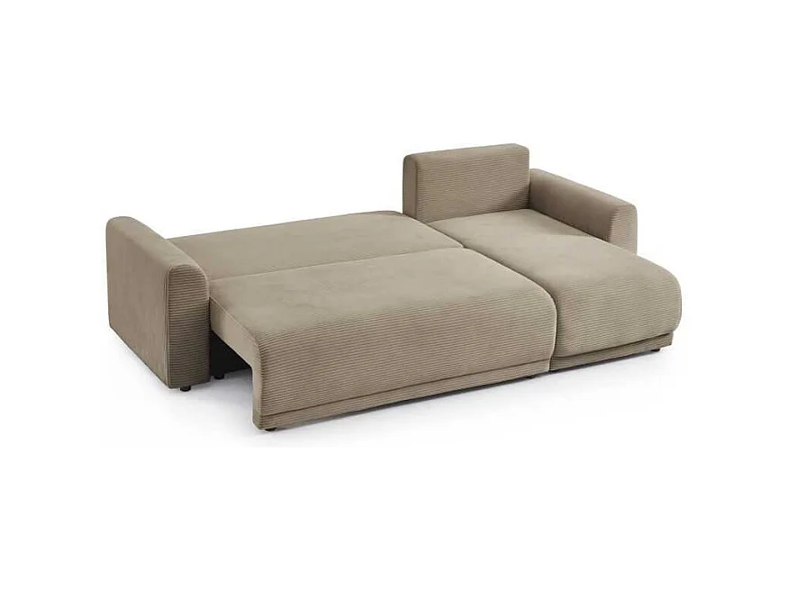 Canapé d’angle convertible réversible velours côtelé 4 places grège CALCITE