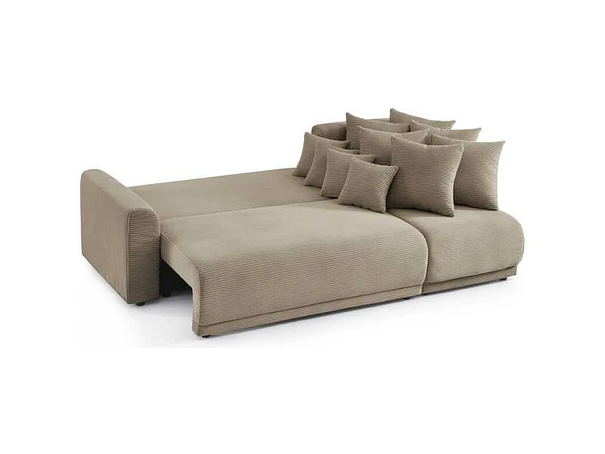 Canapé d’angle convertible réversible velours côtelé 4 places grège CALCITE