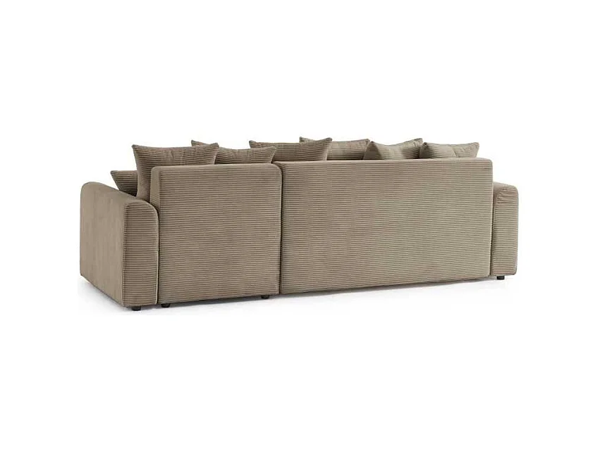 Canapé d’angle convertible réversible velours côtelé 4 places grège CALCITE