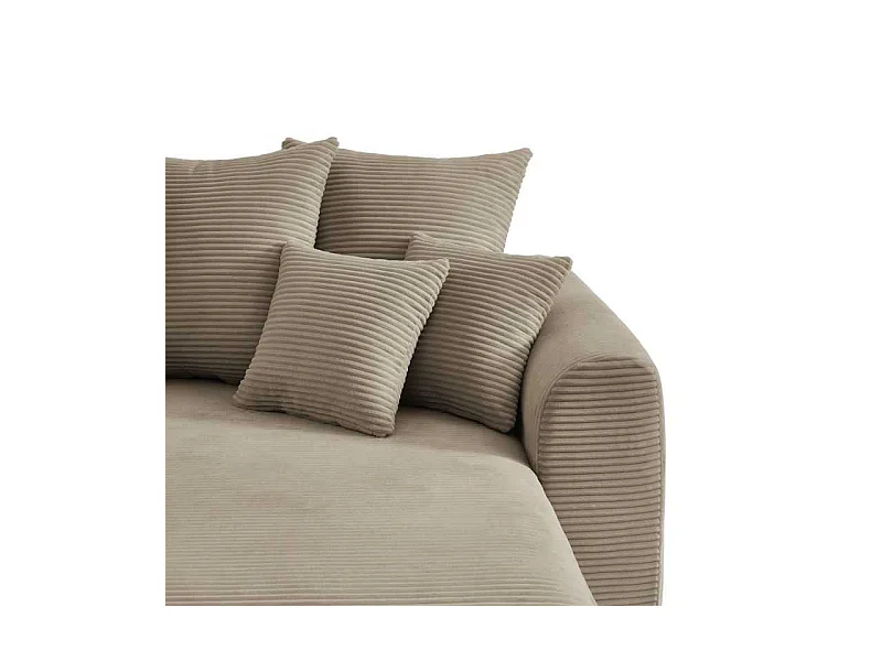 Canapé d’angle convertible réversible velours côtelé 4 places grège CALCITE