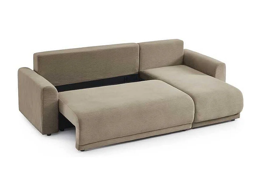 Canapé d’angle convertible réversible velours côtelé 4 places grège CALCITE
