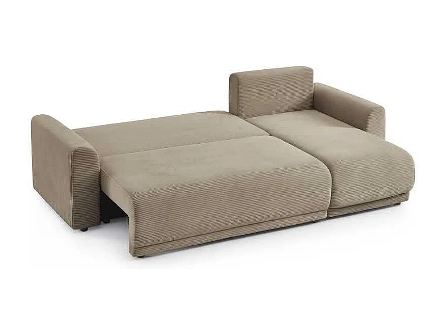Canapé d’angle convertible réversible velours côtelé 4 places grège CALCITE