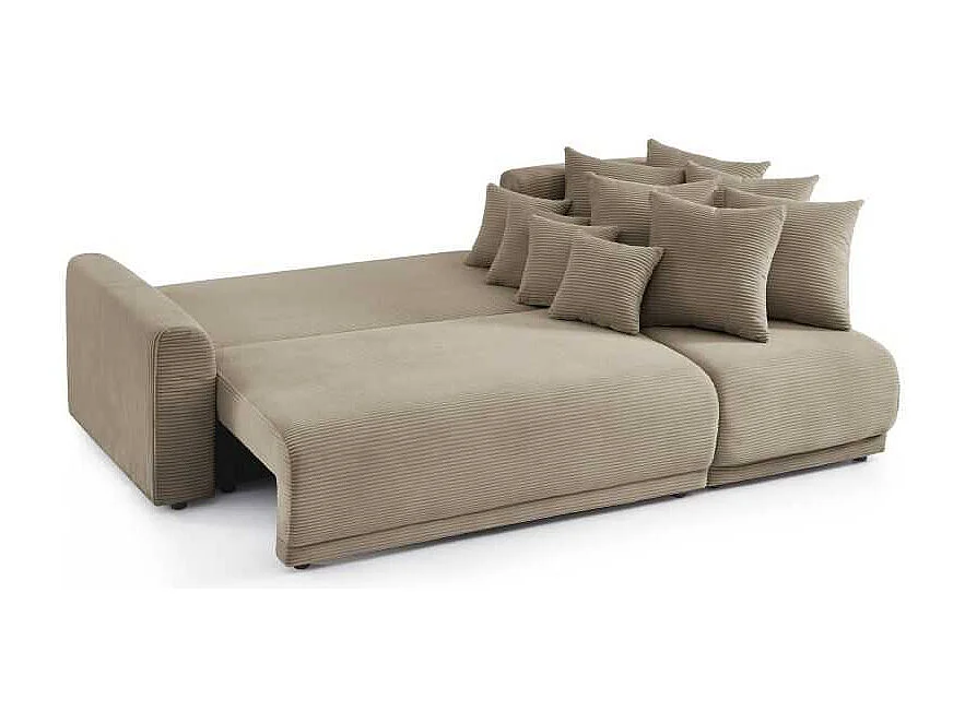 Canapé d’angle convertible réversible velours côtelé 4 places grège CALCITE