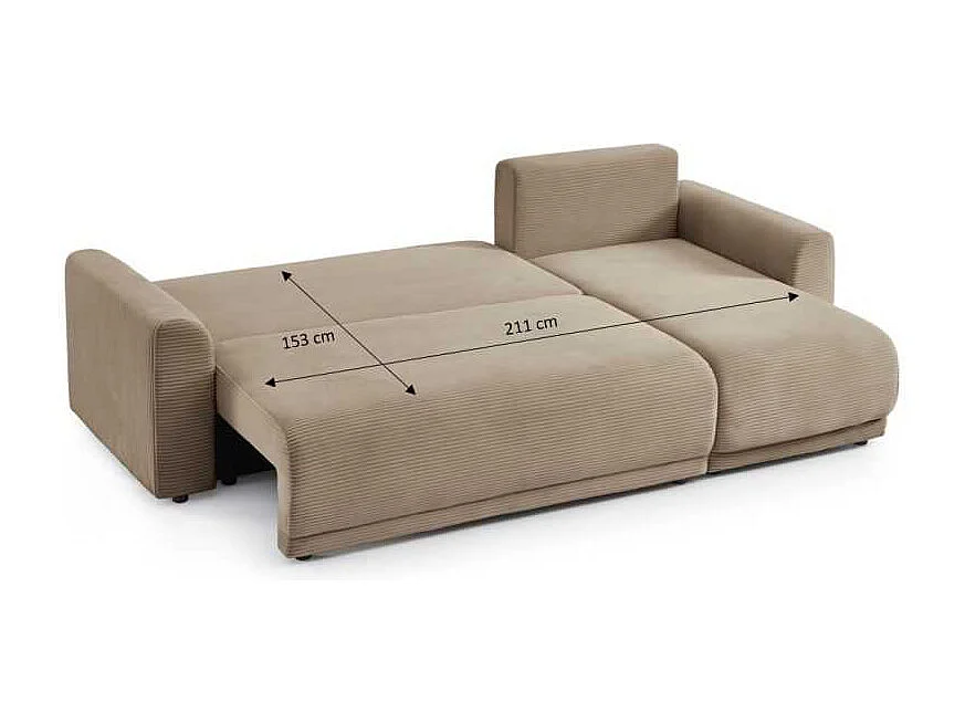 Canapé d’angle convertible réversible velours côtelé 4 places grège CALCITE