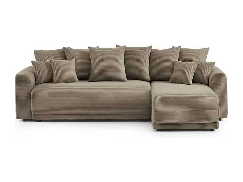 Canapé d’angle convertible réversible velours côtelé 4 places grège CALCITE