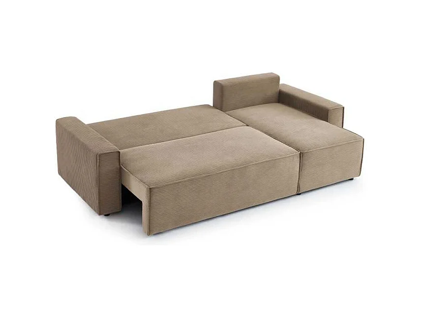 Canapé d’angle convertible réversible velours côtelé 4 places grège IOLITE