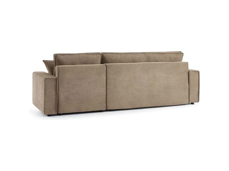 Canapé d’angle convertible réversible velours côtelé 4 places grège IOLITE