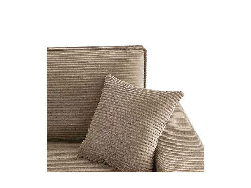 Canapé d’angle convertible réversible velours côtelé 4 places grège IOLITE