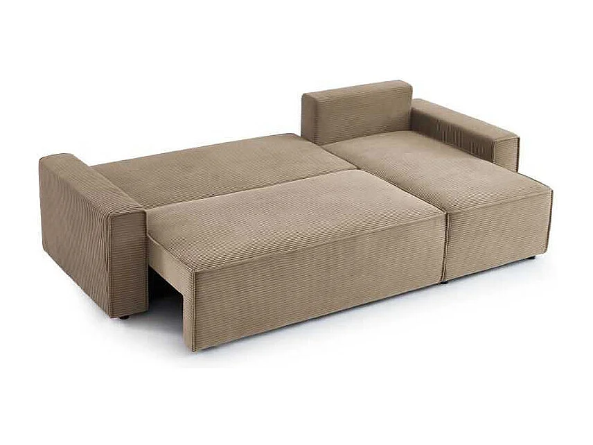 Canapé d’angle convertible réversible velours côtelé 4 places grège IOLITE