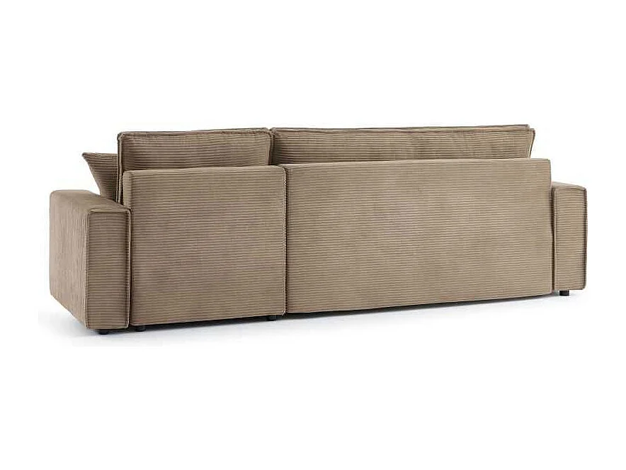 Canapé d’angle convertible réversible velours côtelé 4 places grège IOLITE