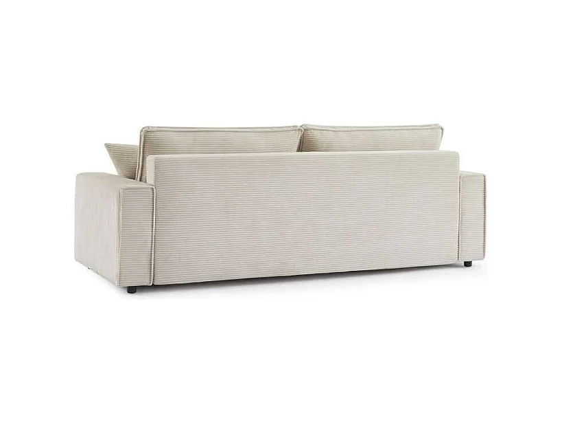 Canapé droit convertible velours côtelé 3 places beige IOLITE