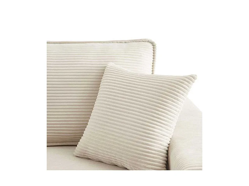 Canapé droit convertible velours côtelé 3 places beige IOLITE