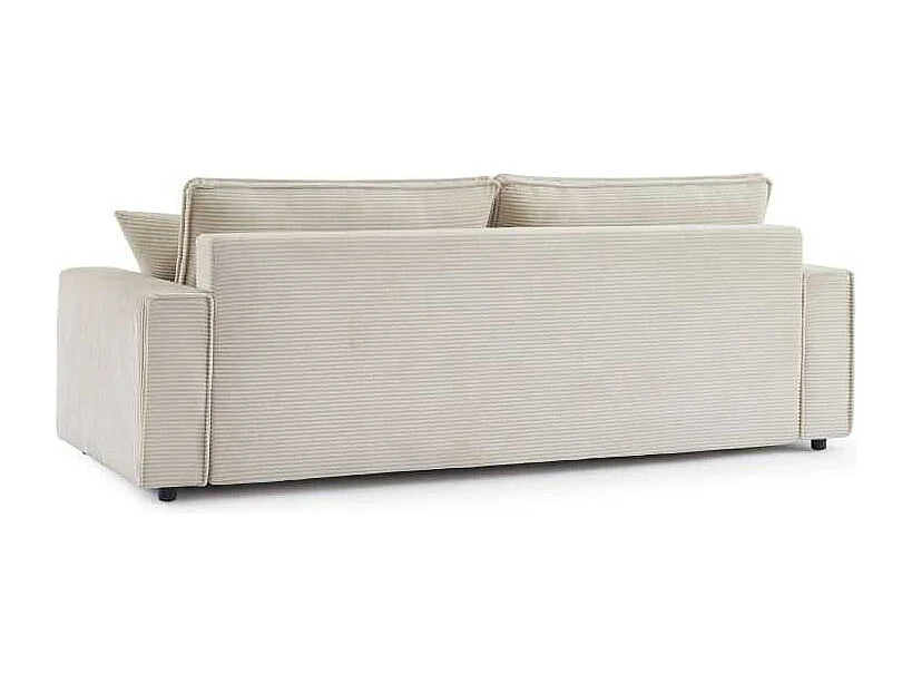 Canapé droit convertible velours côtelé 3 places beige IOLITE