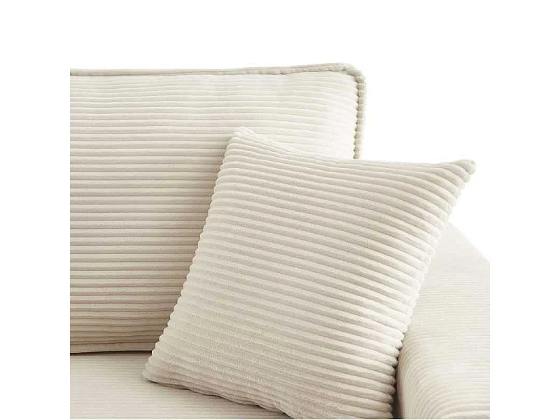 Canapé droit convertible velours côtelé 3 places beige IOLITE