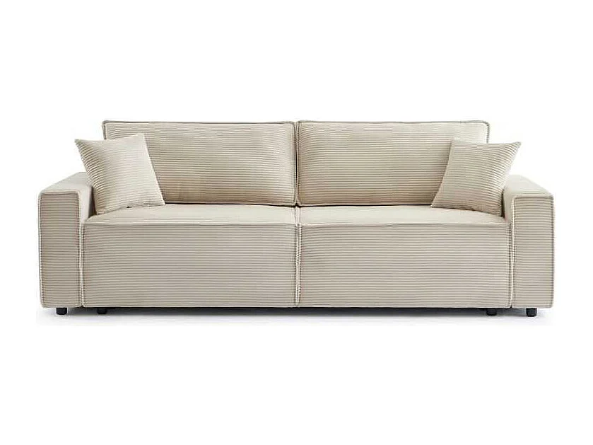 Canapé droit convertible velours côtelé 3 places beige IOLITE