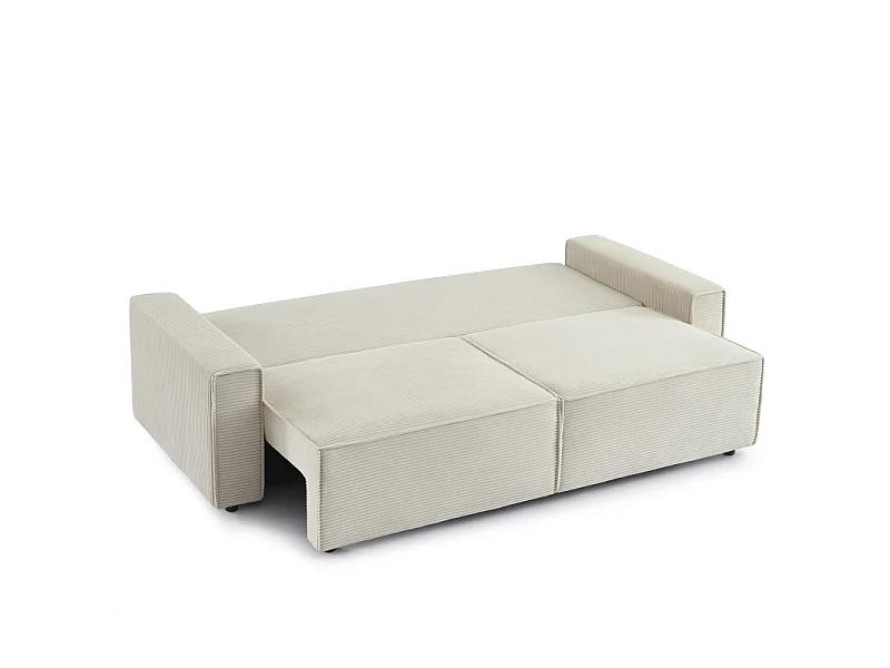 Canapé convertible 2 places en velours côtelé beige IOLITE