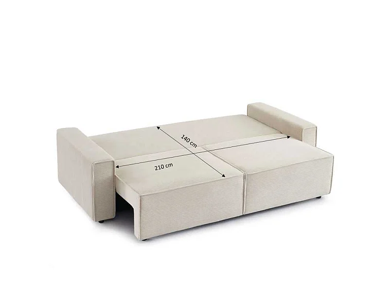 Canapé convertible 2 places en velours côtelé beige IOLITE