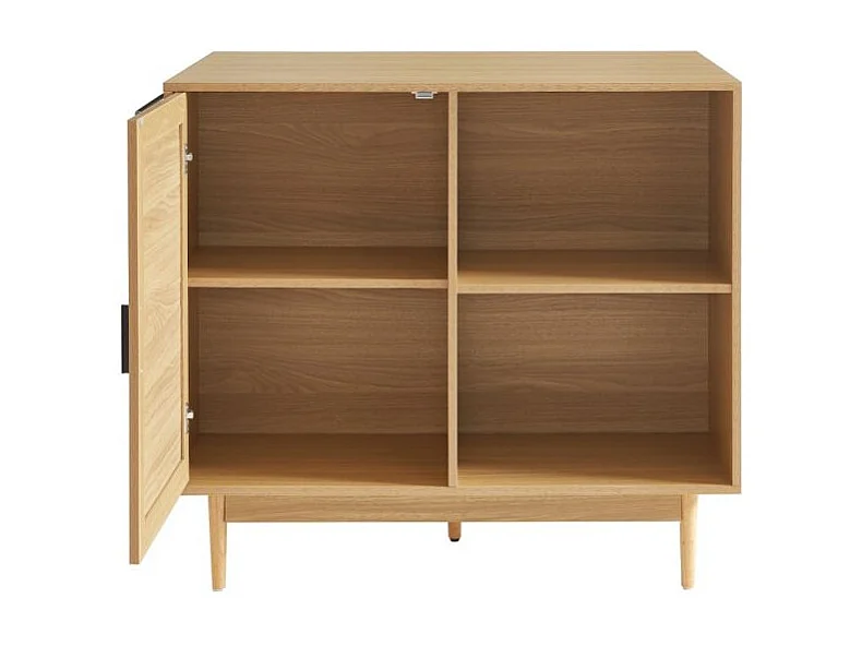 Ilot central effet chêne et cannage rotin 100 cm ZIRCON