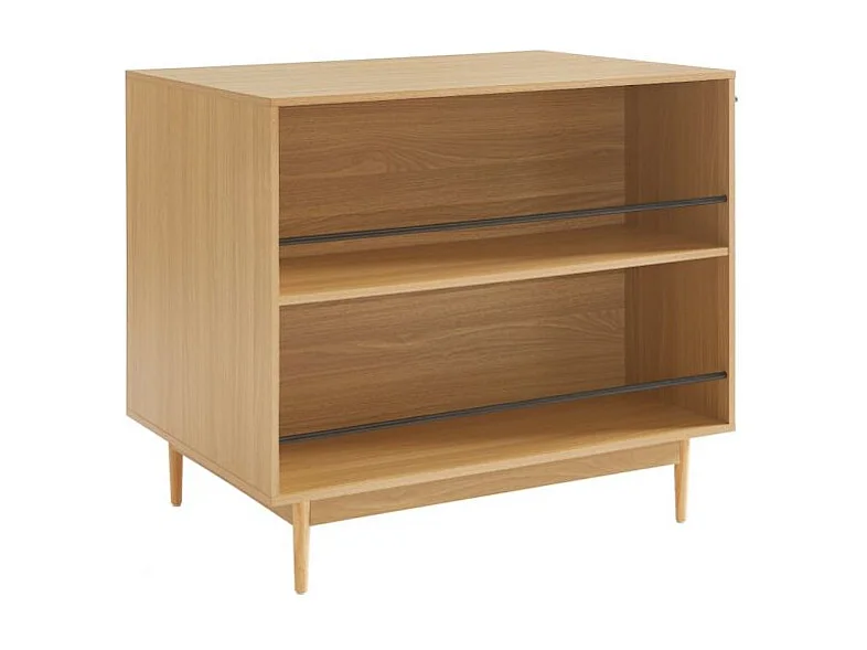 Ilot central effet chêne et cannage rotin 100 cm ZIRCON