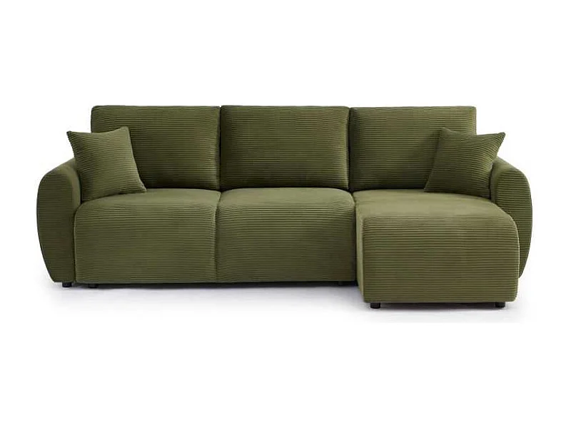 Canapé d'angle convertible réversible velours côtelé 4 places vert SELENITE