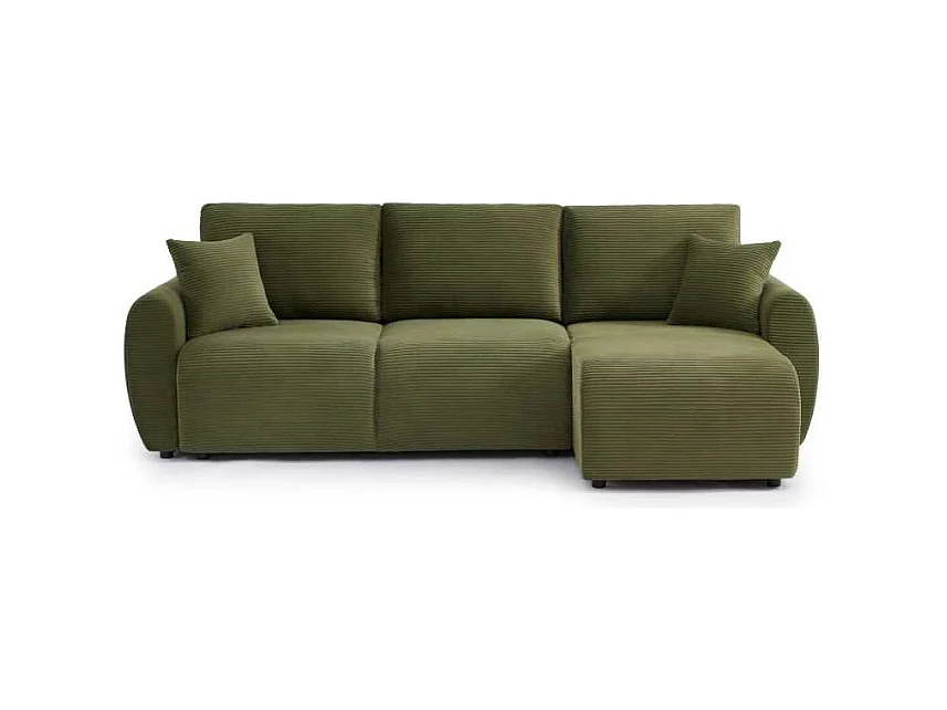 Canapé d'angle convertible réversible velours côtelé 4 places vert SELENITE