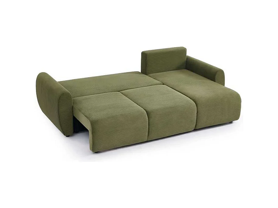 Canapé d'angle convertible réversible velours côtelé 4 places vert SELENITE