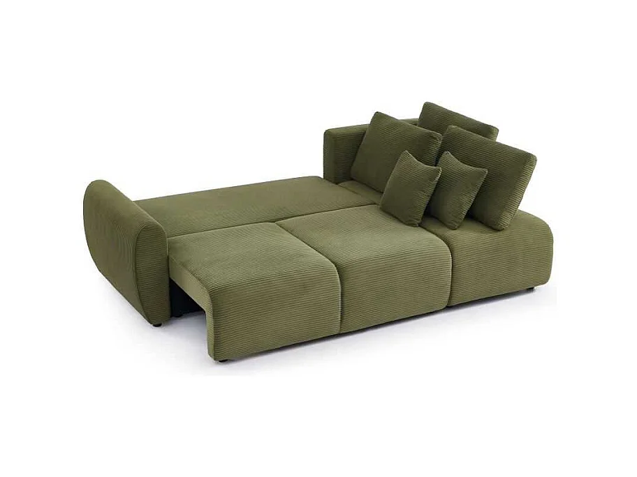 Canapé d'angle convertible réversible velours côtelé 4 places vert SELENITE