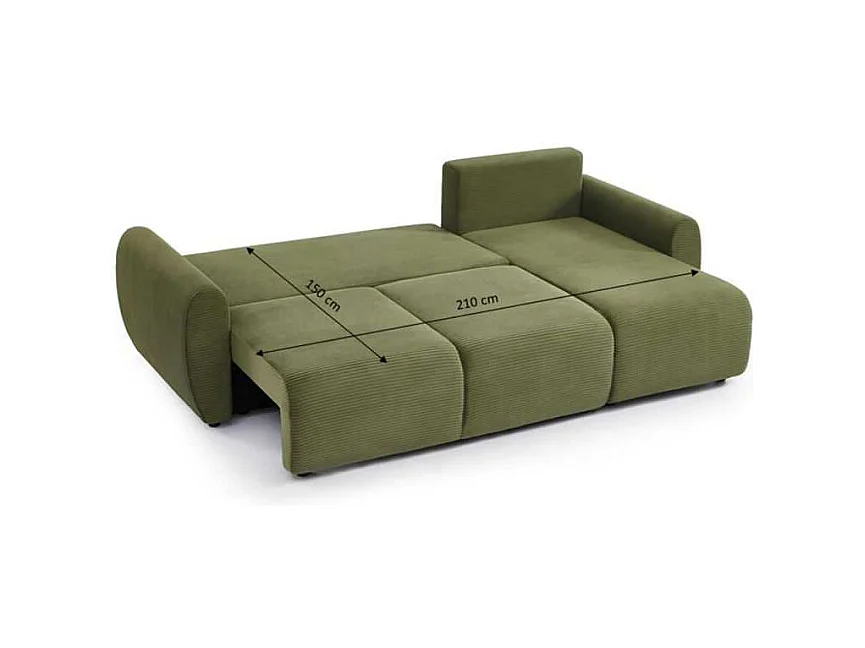 Canapé d'angle convertible réversible velours côtelé 4 places vert SELENITE