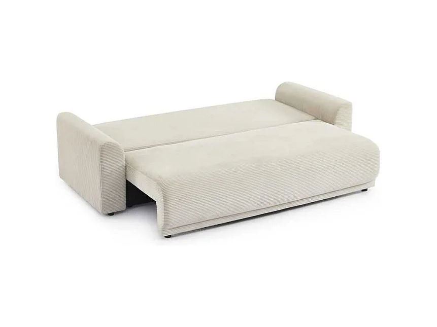 Canapé droit convertible velours côtelé 3 places beige CALCITE