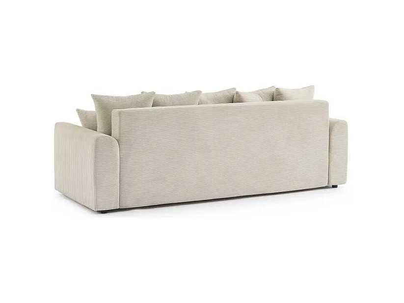 Canapé droit convertible velours côtelé 3 places beige CALCITE