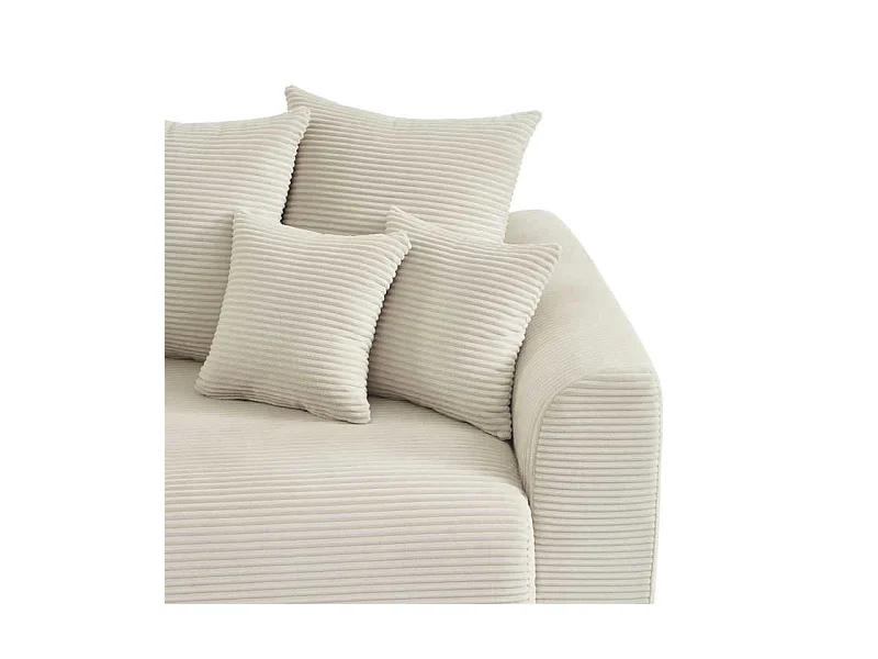 Canapé droit convertible velours côtelé 3 places beige CALCITE