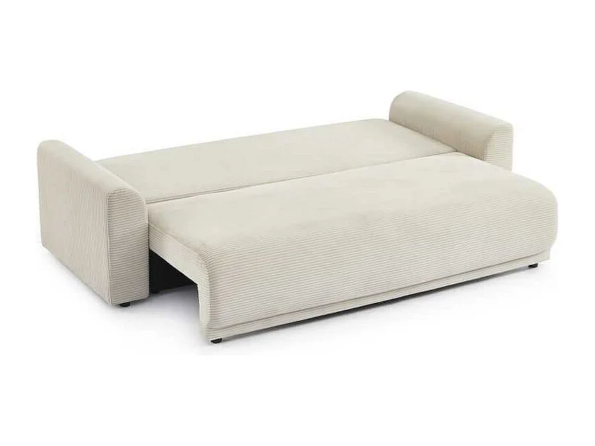 Canapé droit convertible velours côtelé 3 places beige CALCITE