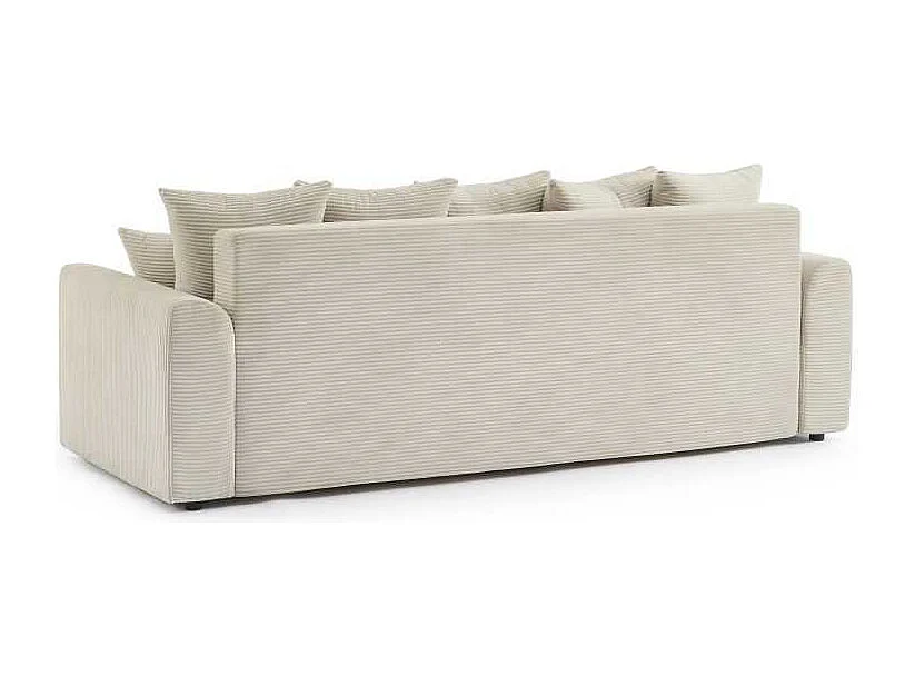 Canapé droit convertible velours côtelé 3 places beige CALCITE