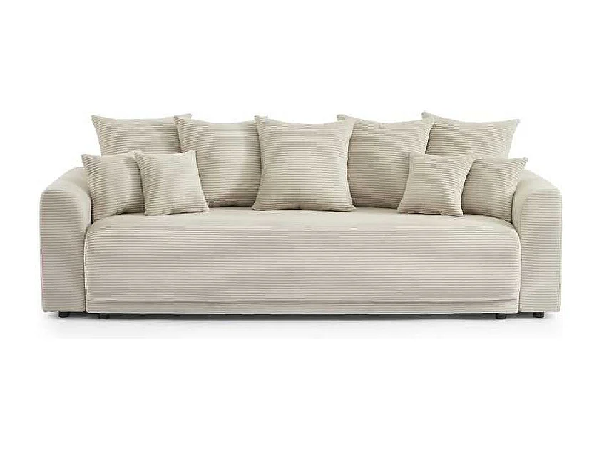 Canapé droit convertible velours côtelé 3 places beige CALCITE