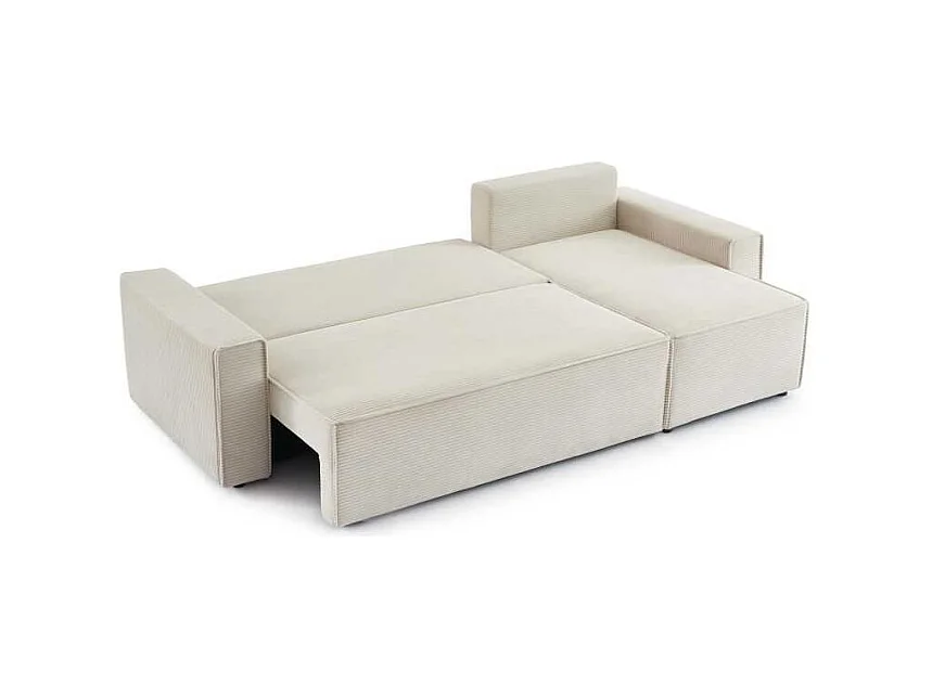 Canapé d’angle convertible réversible velours côtelé 4 places beige IOLITE