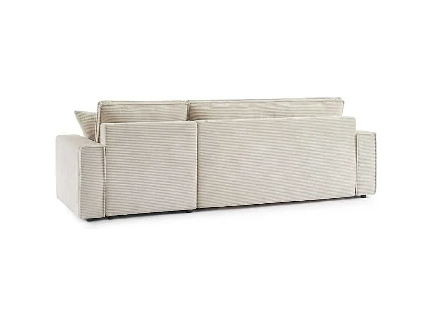 Canapé d’angle convertible réversible velours côtelé 4 places beige IOLITE